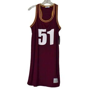 NUYU Racer Back Collegiate Jersey Dress Maroon/Gold Number 51 Size S